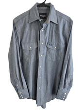 Wrangler Pearl Snap Shirt Mens Size Small Cowboy Cut Long Sleeve Western Work