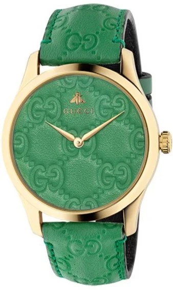 Gucci G Timeless YA1264097 Orologio al Quarzo 38mm Quadrante Verde con Cinturino in Pelle