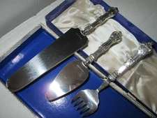 Antique 3PC Serving Set - Steel & Sterling Handles by Ambassador Cutlery England