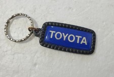 Vintage Toyota Metal Key Ring Keychain Fob Emblem Blue Black - MADE IN USA
