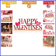 Valentine's Day Metal Sign with Wooden Base, Romantic Red Heart Decor, 12 inches