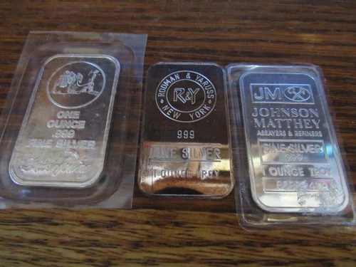 (3) 1 OZ. VARIOUS STRIKE/MINT  .999 SILVER BULLION