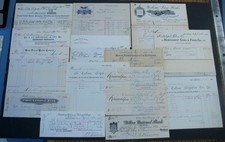 #78 - 16 old 1887-1900s MONTANA paper items RECEIPTS billheads CHECKS papers