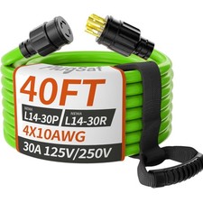 40FT 30 Amp Generator Extension Cord 4 Prong, NEMA L14-30P/L14-30R 10 Gauge S...