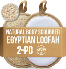 Egyptian Natural Loofah Body Scrubber Pads, Double Sided Luffa Sponge for Women