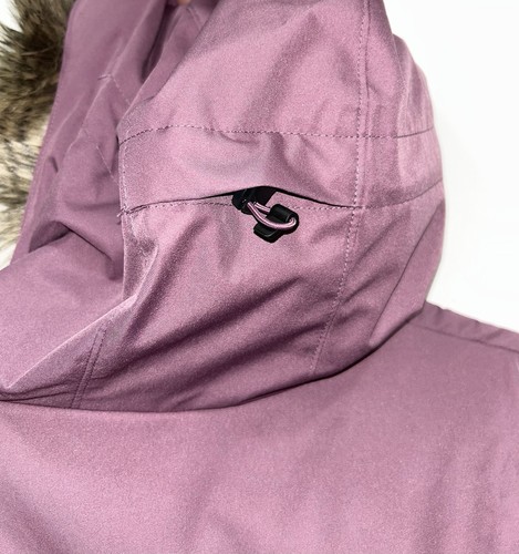 The North Face Vest Women XL Purple 550 Goose Down Quilted Puffer Jacket Fur - Picture 8 of 15