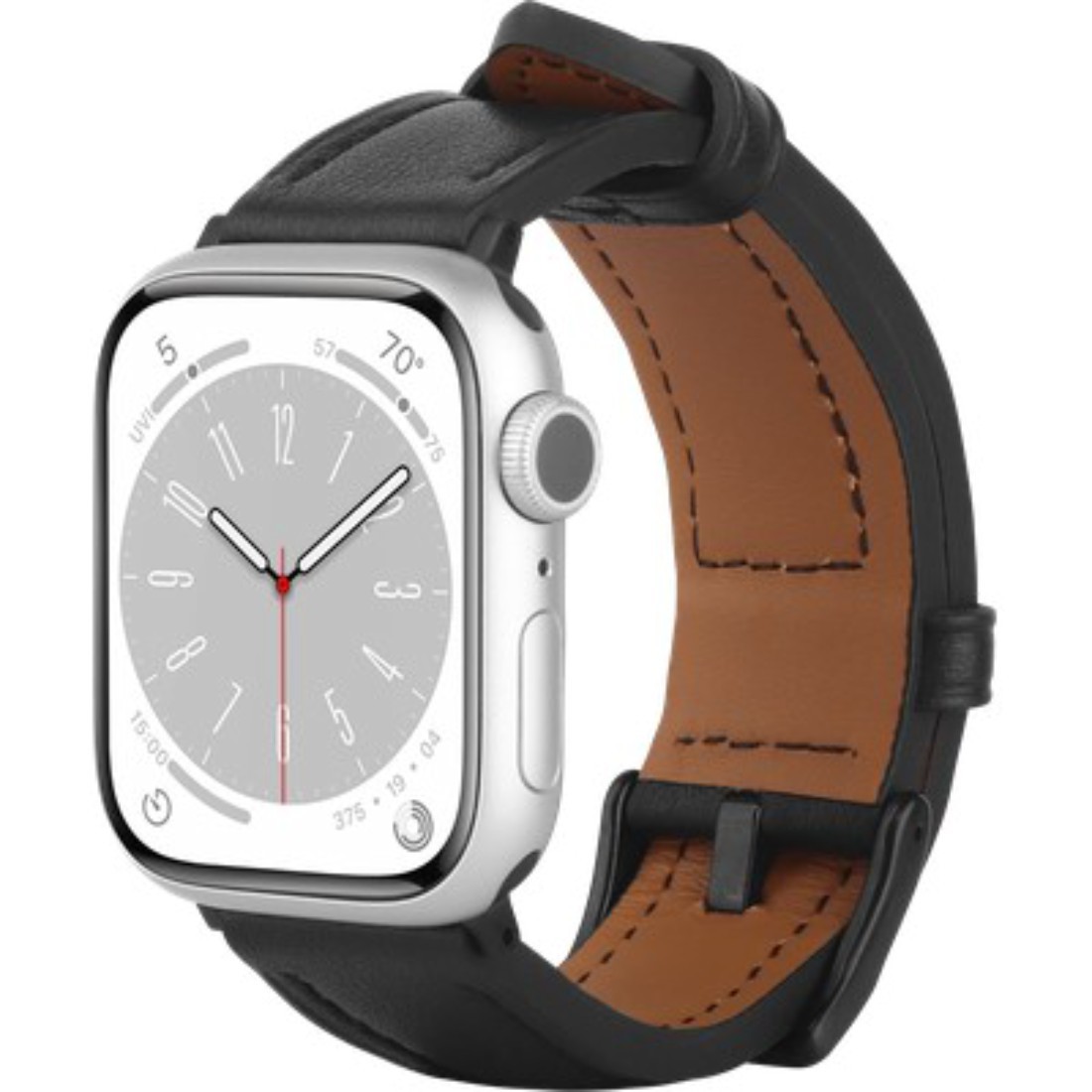 Bracelet Timeless en cuir noir Apple Watch pour le bureau et les sorties