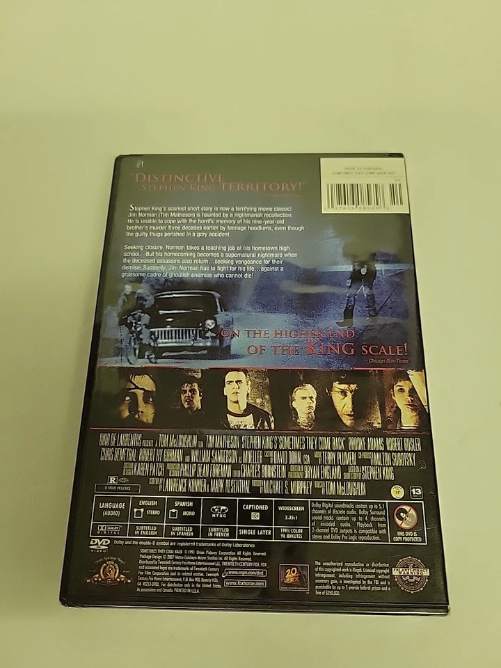 Sometimes They Come Back DVD 2007 MGM Horror Stephen King OOP BRAND NEW SEALED - Image 2 of 3