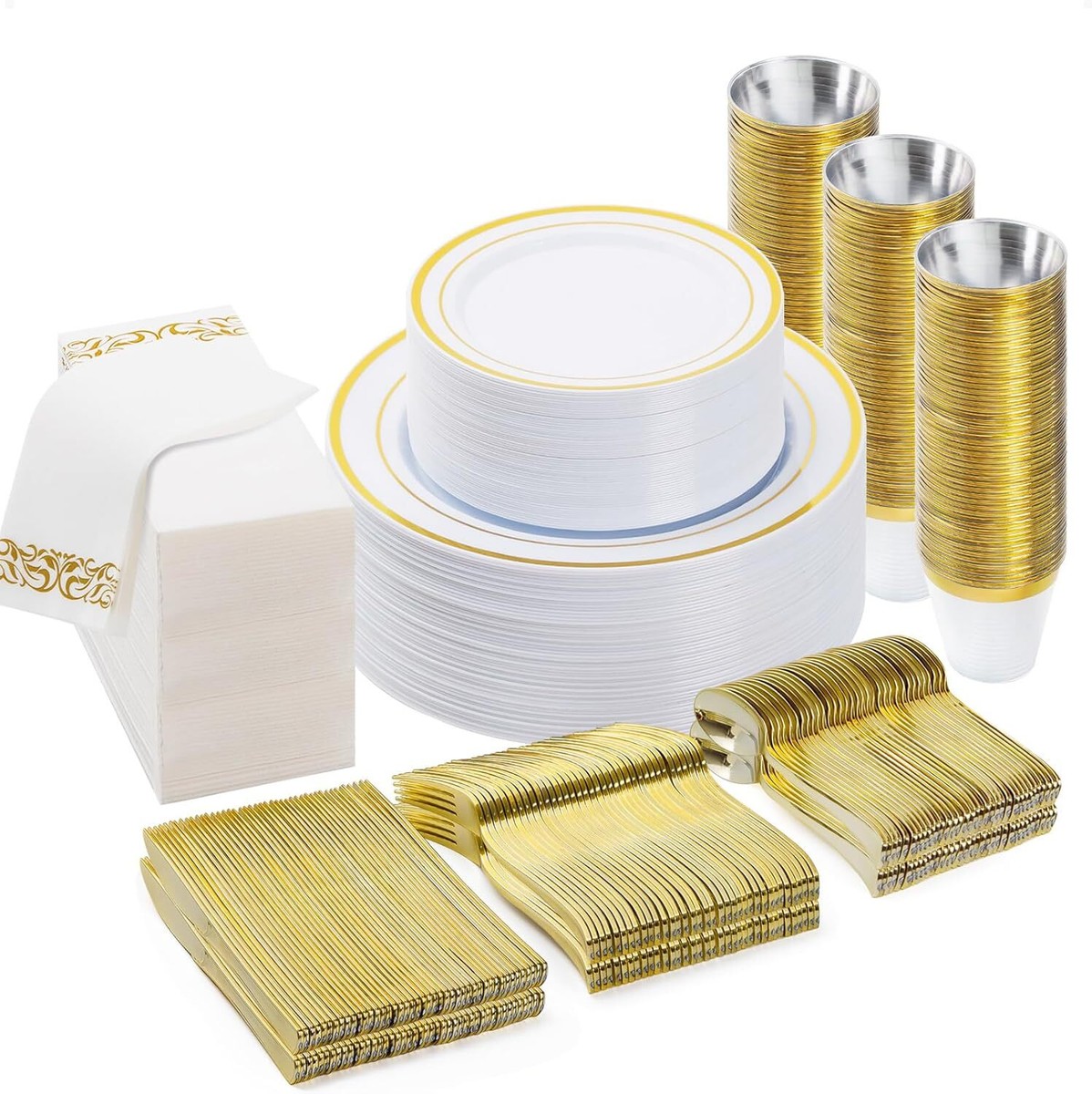 Platos desechables para fiestas elegante bodas kit completo de