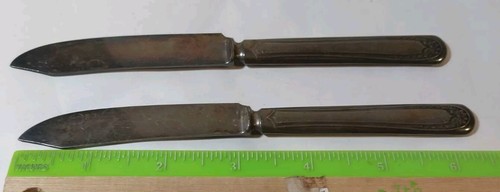 2 cuchillos de fruta Oneida Community Par Plate corona nupcial plateada 1915 6,5" - Imagen 7 de 7