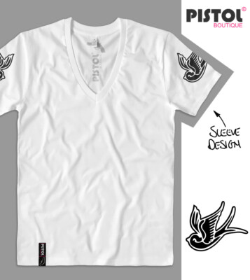 Pistol Boutique Uomo Aderente Bianco Profondo Scollo A V Maniche - Foto 11