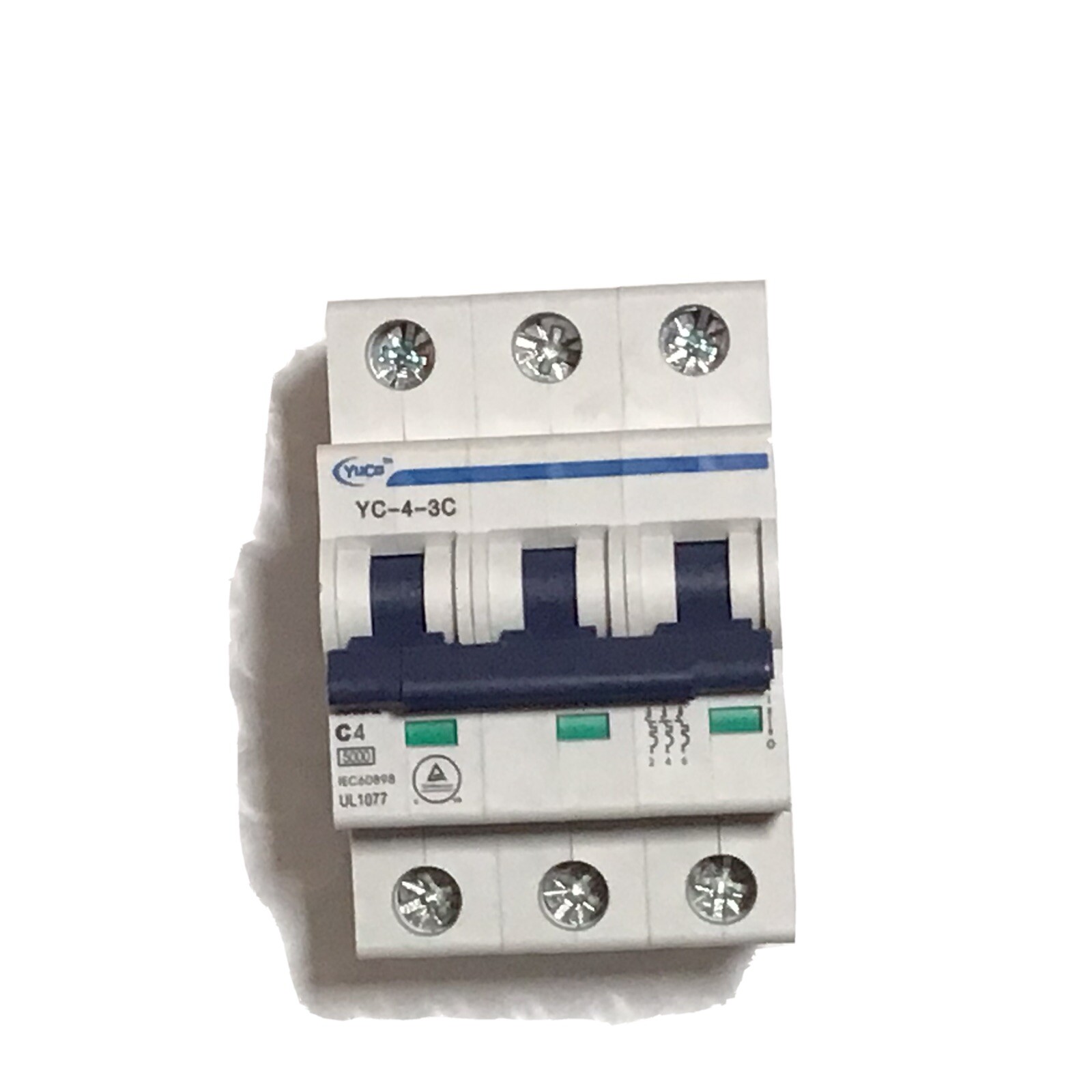 YuCo YC-4-3C 4A 3P C CURVE 480V DIN RAIL MOUNT UL1077 CIRCUIT BREAKER