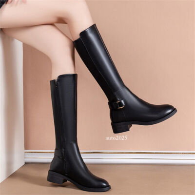 navy blue dress for baby girl Women's Plush Lined Long Shaft Boots Round Toe Side Zip Winter Warm Dress  Shoes