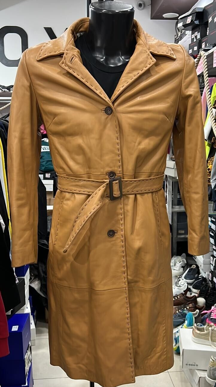 Vintage Light Brown Leather CDP Jacket for Women Size S PGS1150PI