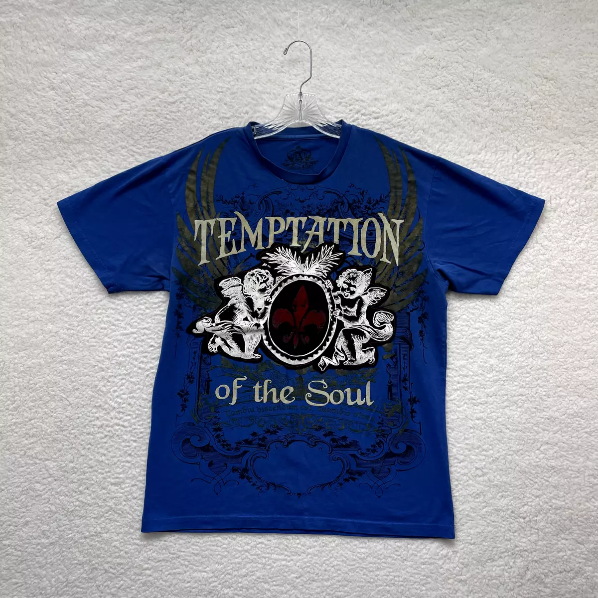 Y2K 2000s Attitude Gold Blue Temptation Soul Angels Cyber Grunge T-Shirt  Mens L