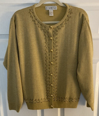 green emerald velvet dress Gold Beaded Sequin Georgette Long Sleeve Cardigan main image 0