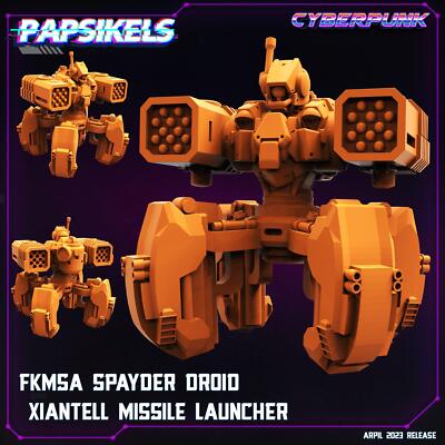 3D Printed Papsikels Cyberpunk Sci-Fi - Fkmsa Spayder Droid Xiantell Missile