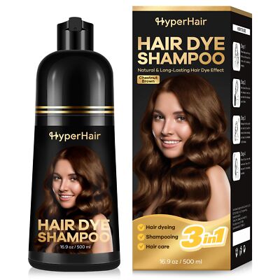 3-IN-1 Shampoo Para Cubrir Canas Cabello castaño Hierbas Naturales Brillo 500ml