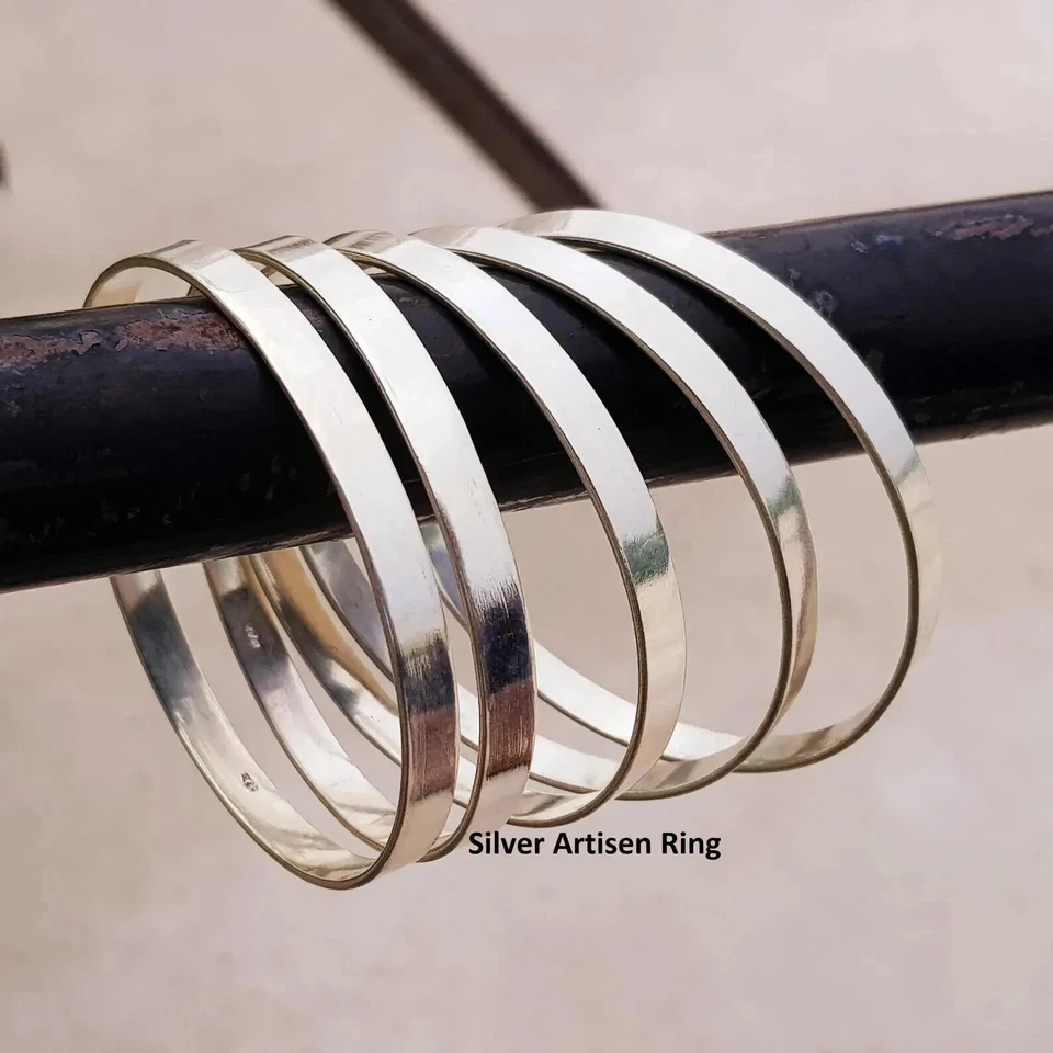 Set Of 5 Bangle Solid 925 Sterling Silver Handmade Women Lovely Bangle, M1495 - Image 2 of 4