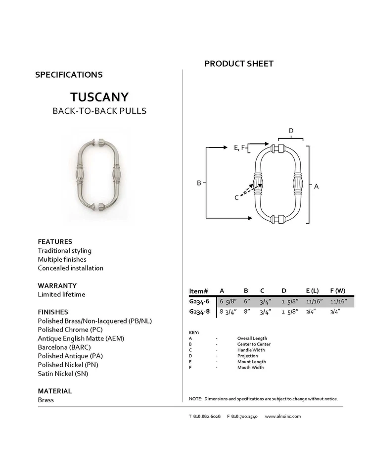 Alno G234-8-AEM 背靠背拉托斯卡纳传统古董英国哑光 — 第 2/2 张图片