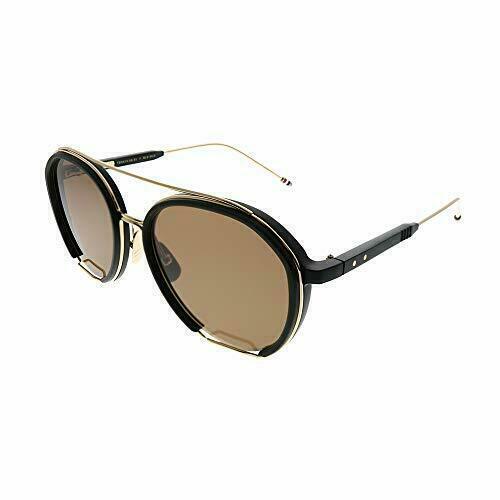 Thom Browne Sunglasses TBS813-49-01 BLK-GLD Gray lenses with Cloth