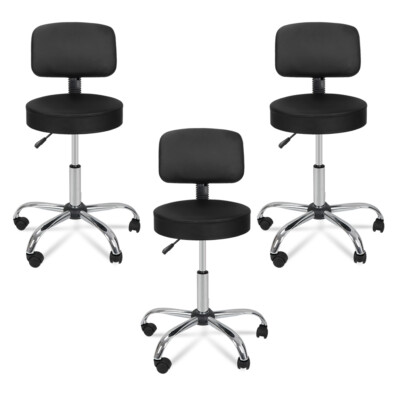 Adjustable Salon 3X Stool Hydraulic Rolling Chair Facial Massage Spa W/Back Rest
