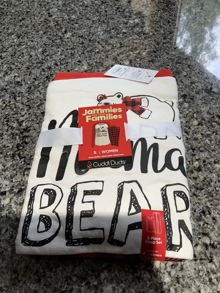 Women s Mama Bear 2 Piece Pajamas Slipper Set. Cuddl Duds. Size