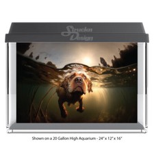 Funny Dog Golden Sunset Polyester Fish Tank Glass Backdrop Aquarium Background