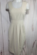Calvin Klein Sleeveless Sheath Dress Khaki Tan Beige 4 Small Peplum Sleeveless