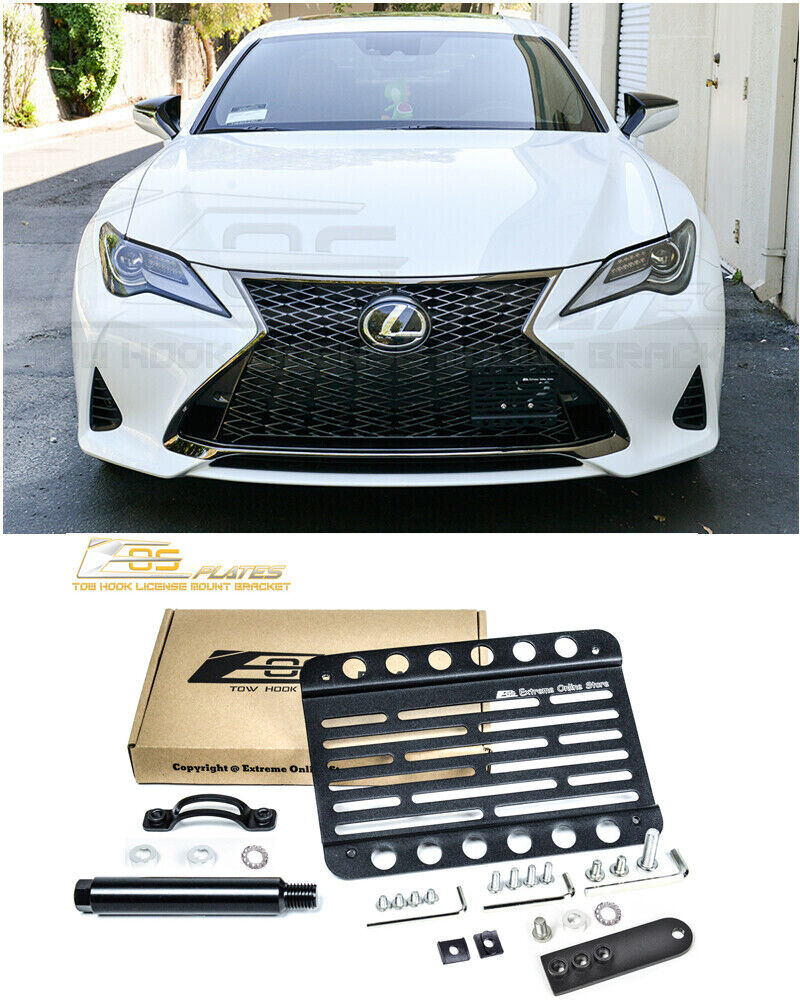 EOS For 19-UP Lexus RC | Front Bumper Tow Hook License Plate Relocator  Bracket