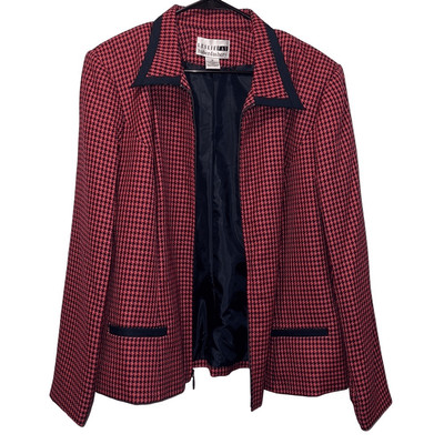 Leslie Fay Haberdashery size 16 Newport full zip houndstooth blazer