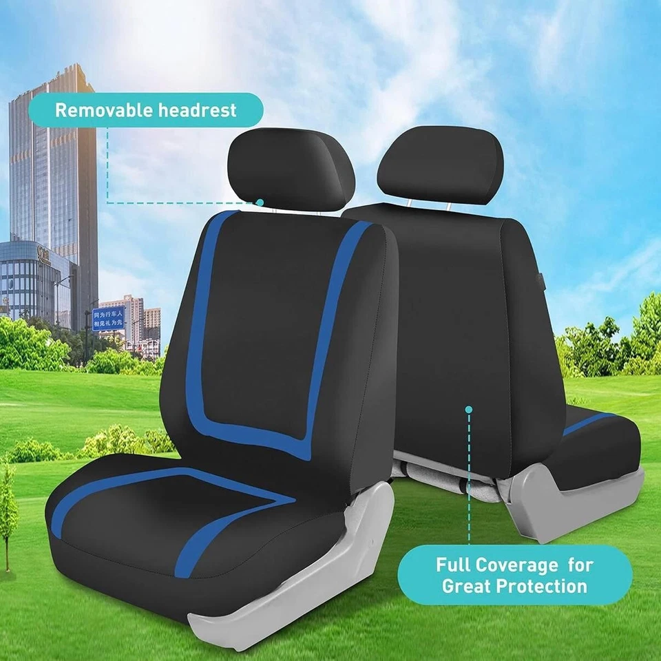 For All Jeep Car Seat Cover Blue Lines High Quality Breathable Washable - Image 3 of 4