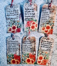 6 Scripture Floral Life Gift Hang Tags Scrapbook Junk Journal Cards Parties 260R