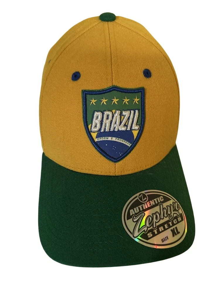 BRAZIL Futbol Soccer ZEPHYR STRETCH FIT Z HAT CAP FIFA WORLD CUP NWT XL - Image 2 of 4
