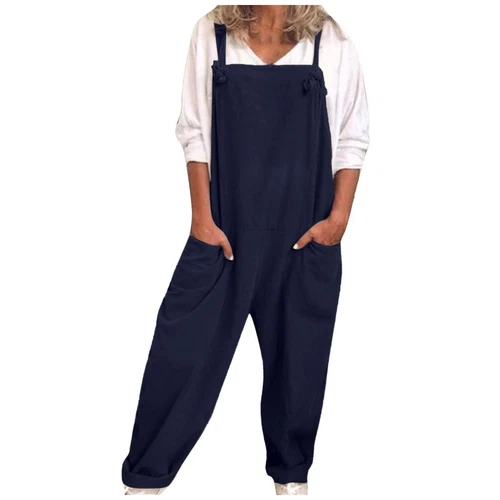 Womens Plus Size Overalls Casual Loose Dungarees Romper Baggy Playsuit Jumpsuit - Bild 21 von 35