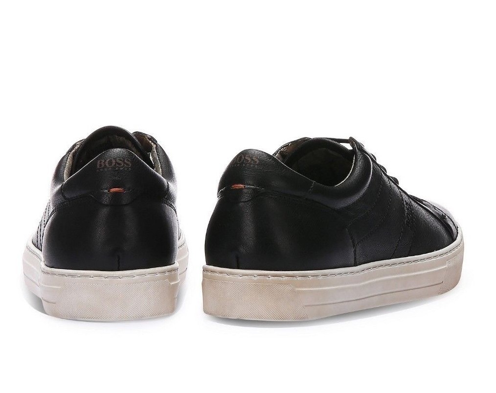 New    BOSS Calfskin Vintage Sneaker | Noir Tenn Itws Size 8 Boss Baltimore Tenn Numx In Black For Men | Low Top Leather  main image 4