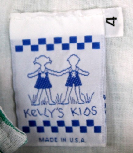 VTG Kelly's Kids Green Plaid Bubble Romper 4 Lipstick Compact Brush Applique Gir - Picture 5 of 6