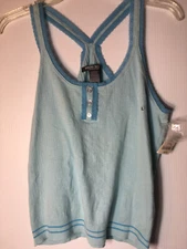 Bisou Bisou XL Racer Back knit top Light and Dark Teal Blue color with Lace