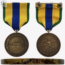 #1581 U.S. MARINE CORPS 1911-1917 MEXICO CAMPAIGN MEDAL NUMBERED B.B.&B. CO.