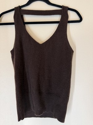 Vintage Y2K bebe Cashmere Tank Top M Chocolate Brown Open Back Strap Sweater