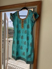 Traditional Custom Made Green Yellow Formal African Dashiki Long Dress Size LG