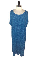 NEW ANTIBES BLANC Plus Sz 3X Dress Blue Nautical Sailboats Short Sleeve Stretch