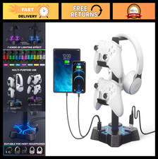Headphone Stand with USB Charger  Controller Holder, 2 USB Ports  3 AC Outlets