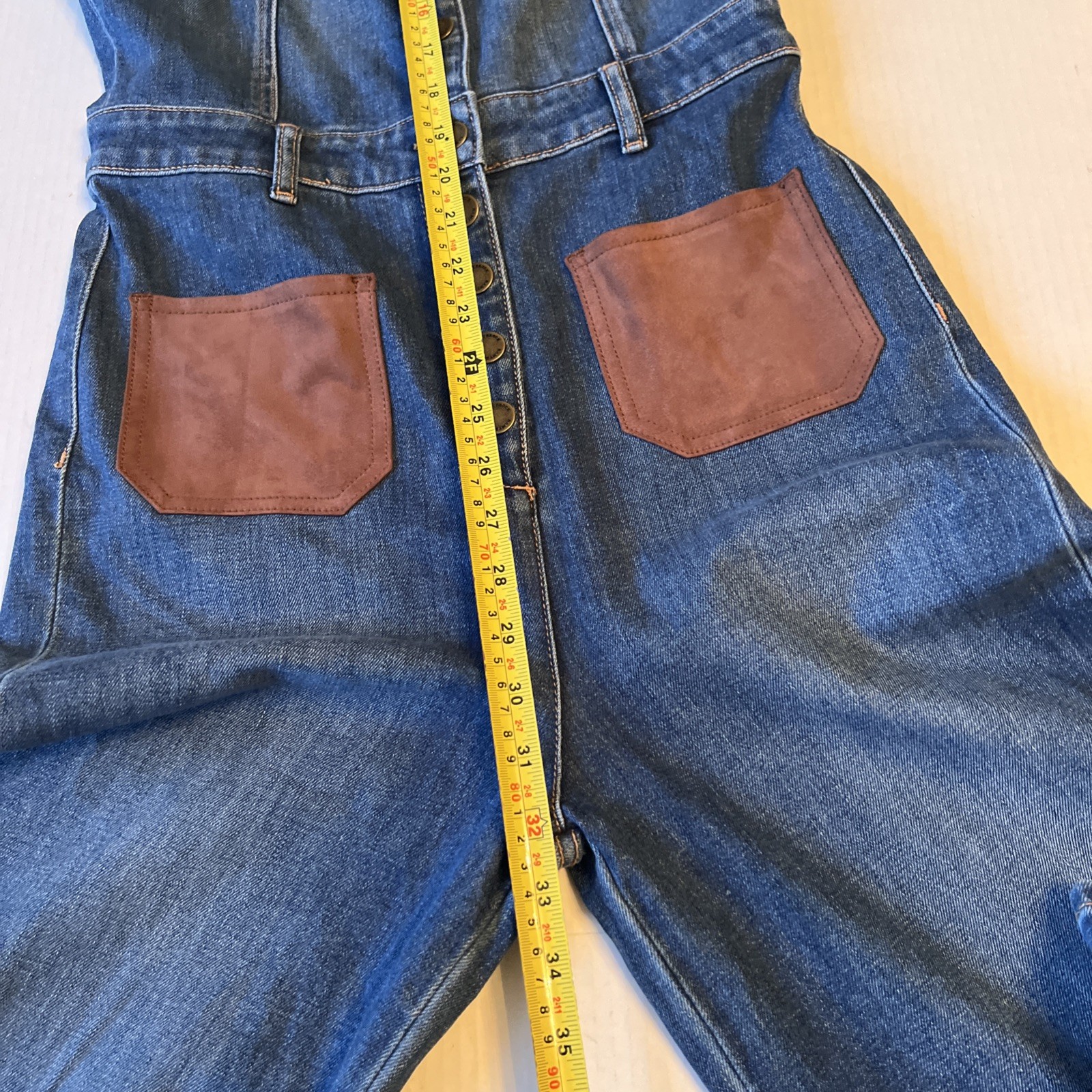 Ramy Brook 29 Claudette Fauxe Suede Trim Denim Jumpsuit Wide-leg NWOT thumbnail 7