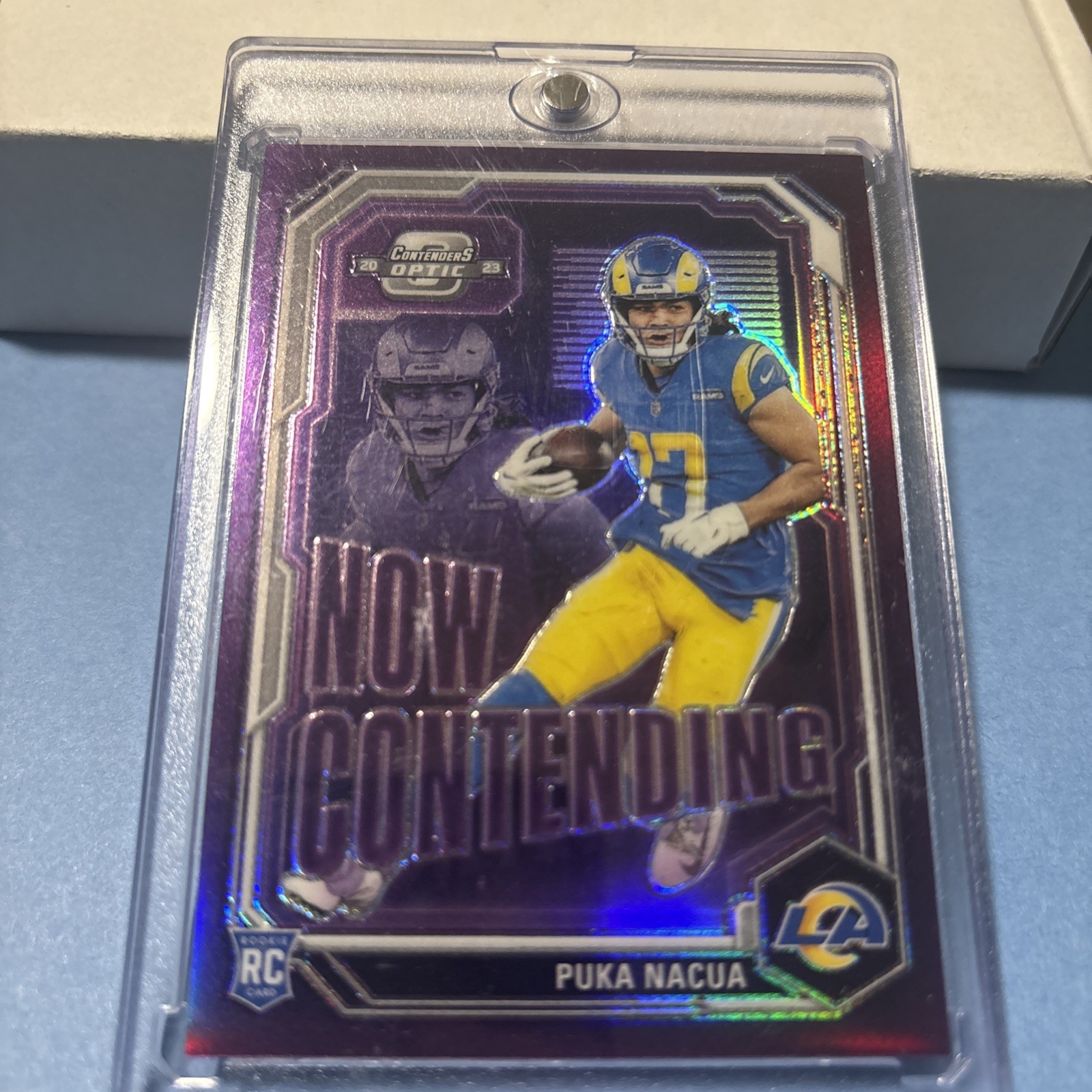 2023 Puka Nacua (LA Rams) Panini Optic Contenders Now Contending Purple RC