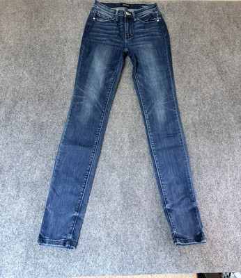Judy Blue Skinny Fit Distressed Jeans Mid Rise Cotton Blend JB82214DK Size 5/27
