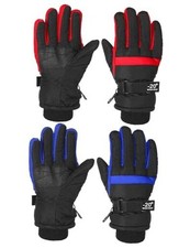 2 Pairs Kids Waterproof Winter Snow Gloves Ski 10-15 Years Red, Royal Blue