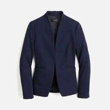 J Crew Womens Going Out Blazer Jacket Stretch Twill Open Front Navy Blue Size 2