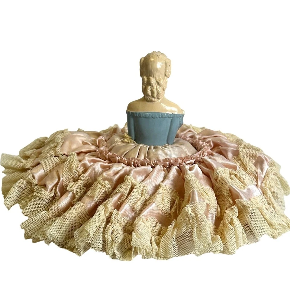 Media muñeca vintage rosa encaje falda alfiletero costura Foto 3 de 4