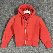 VINTAGE 50s 60s Baby Hoodie Sweatshirt Zip Up 100 Cotton Red Toddler Youth Kids